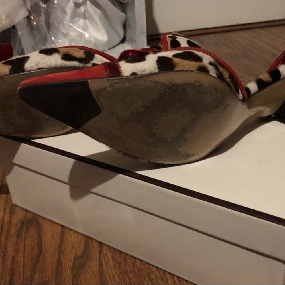 Coach calf  hair Leopard-Print Red Pointed-Toe D'Orsay Pumps - Picture 5 of 5